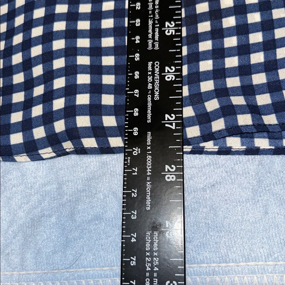 Tamara H 3X Polyester Navy and White Check Tie-Neck Blouse. (3/$25)
